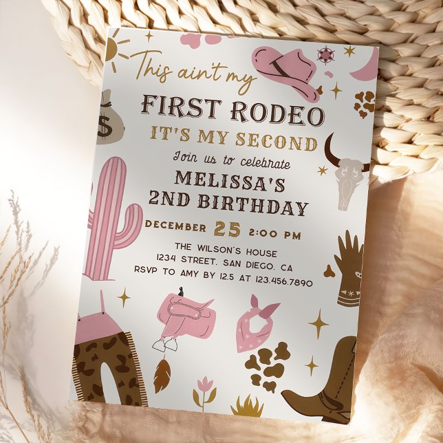 Wild West Rodeo Cowgirl Ranch 2nd Birthday Party Invitation (Creator Uploaded)