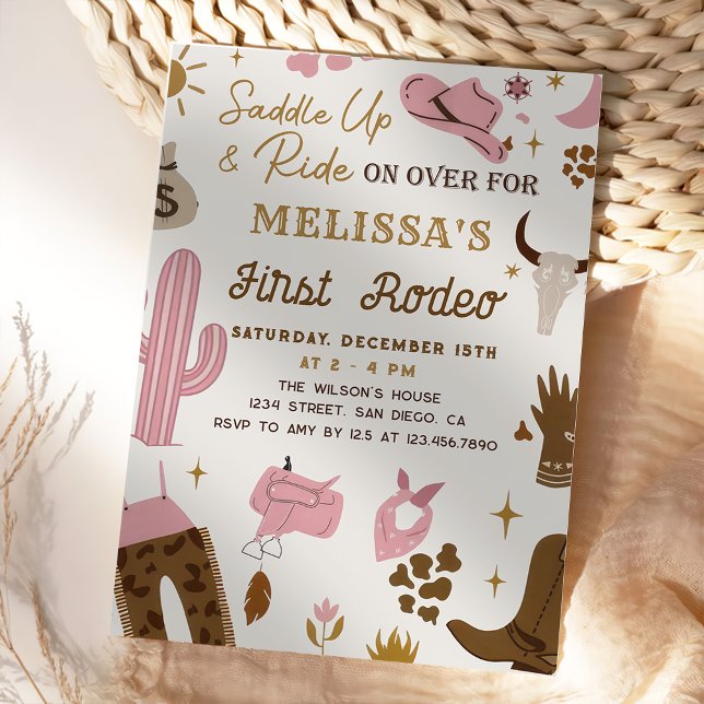 Wild West Rodeo Cowgirl Ranch Girl Birthday Party Invitation (Creator Uploaded)