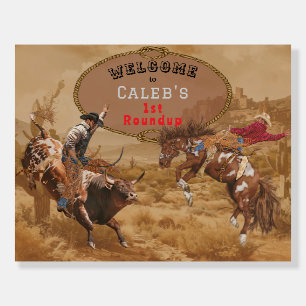 Wild West Rodeo Roundup Cowboy Welcome Sign