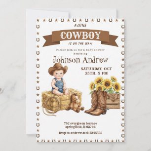 Wild West Rodeo Wester CowBoy Baby Shower Invitation