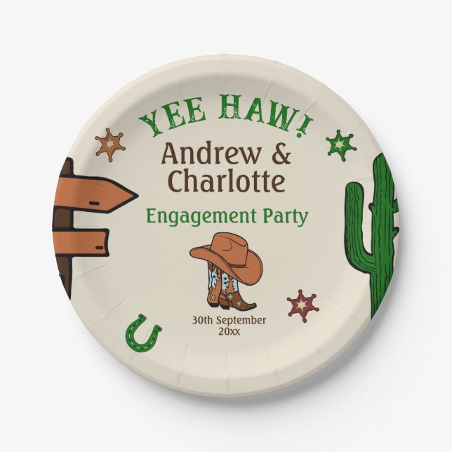 Wild West Rustic Cowboy Western Party Paper Plates (Front)