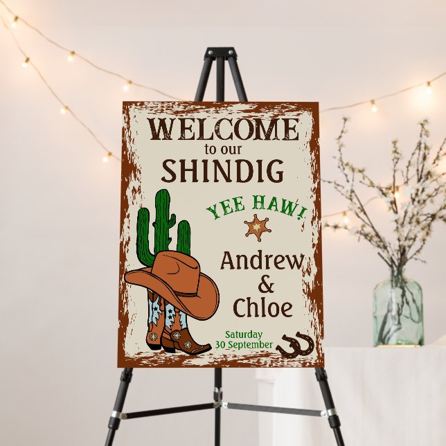 Wild West Rustic Cowboy Western Party Welcome Foam Board (In Situ (Stand))