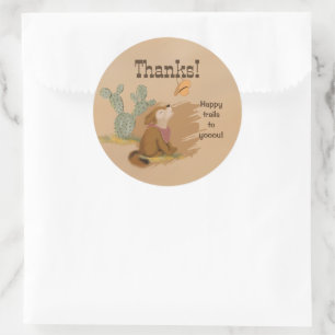 Wild West Rustic Happy Trails Cowboy Classic Round Sticker