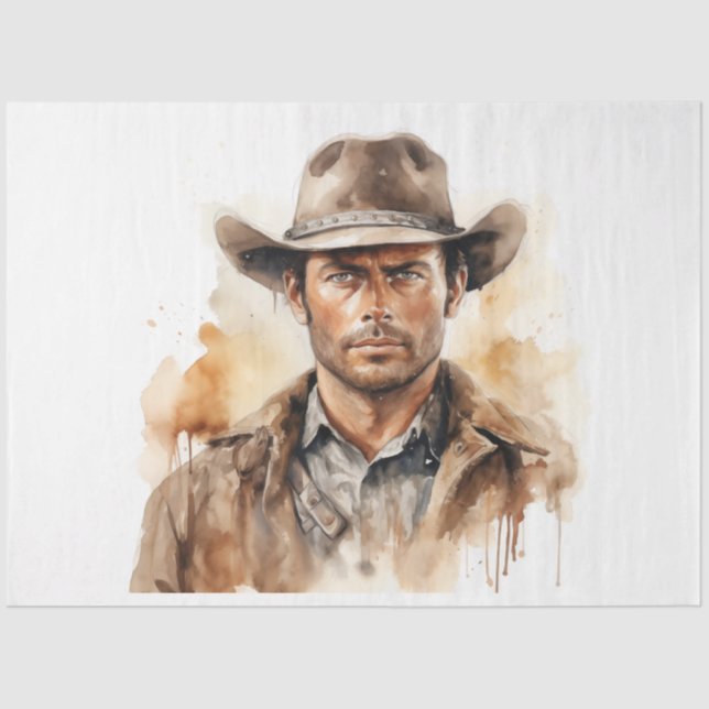 Wild West Rustic Rambler Cowboy Decoupage Tissue Paper (Front)