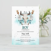Wild West | Rustic Skull & Arrows Boy Baby Shower Invitation (Standing Front)