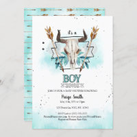 Wild West | Rustic Skull & Arrows Boy Baby Shower Invitation