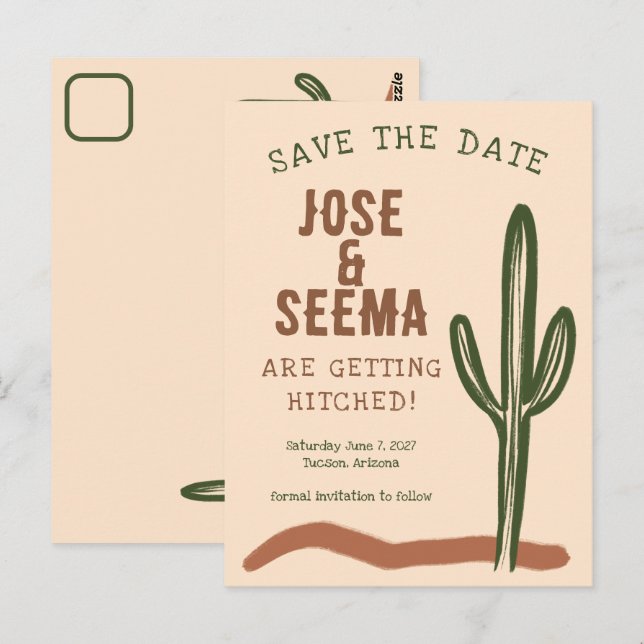 Wild West Saguaro Cactus Hand Drawn Custom STD Postcard (Front/Back)