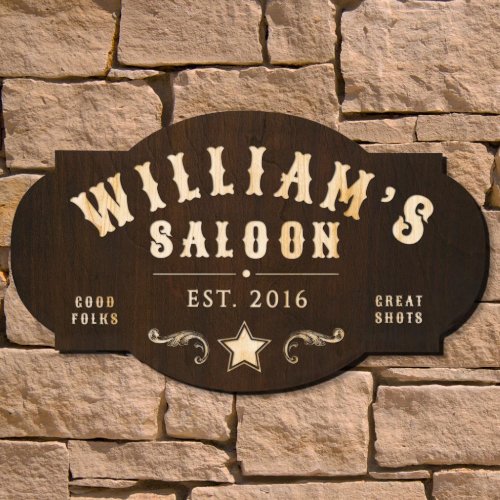 Wild West Saloon Tavern Birch Wood Bar Sign