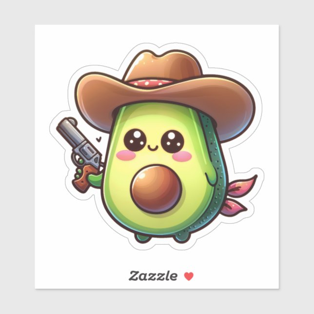 Wild West Sheriff Avocado - Cute & Courageous Sticker (Sheet)
