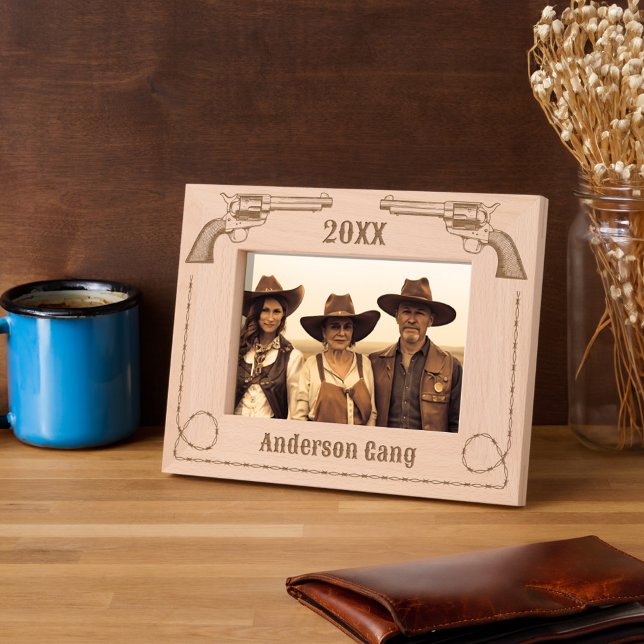 Wild West Six Gun Barbed Wire Novelty 7x5  Engraved Frames (Creator Uploaded)