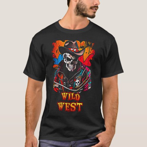 wild west skull black T_Shirt