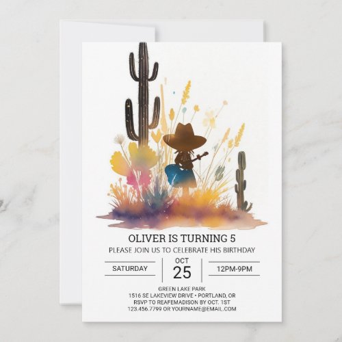 Wild West Southern Cowboy Birthday Invitation