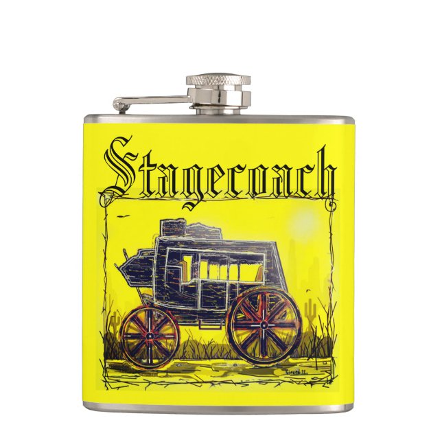 Wild West Stagecoach Flask (Front)