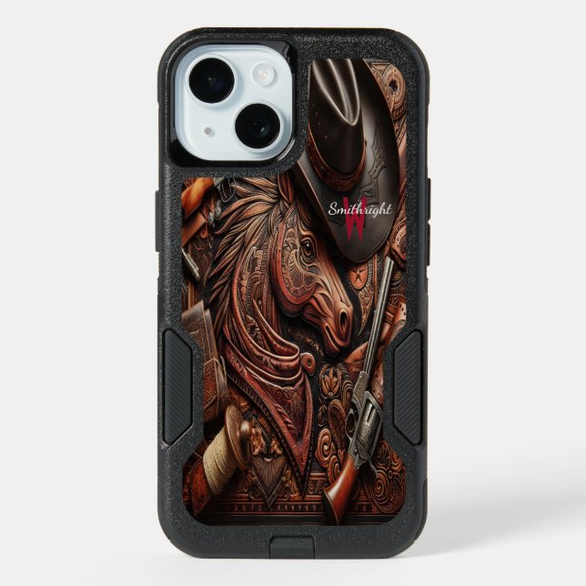Wild West Still Life: Cowboy Hat, Gun, and More iPhone 15 Case (Back)