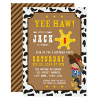 Wild West Tan Cowboy Birthday Invitation