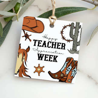 Wild West Teacher Appreciation Rodeo Western Gift Favor Tags
