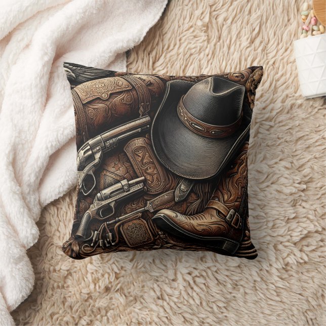 Wild West Treasures Throw Pillow (Blanket)
