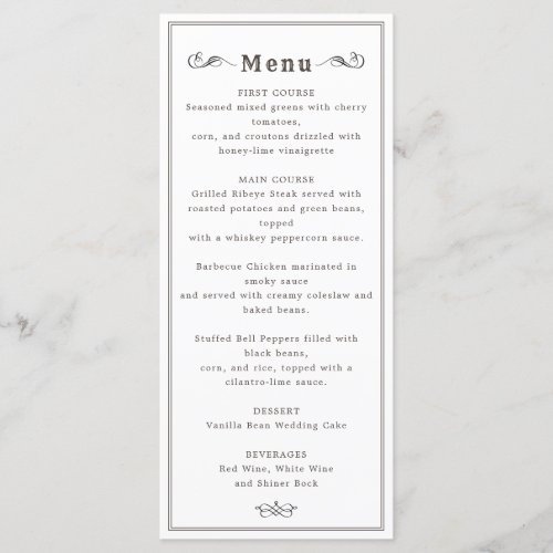 Wild west vintage longhorn skull wedding menu