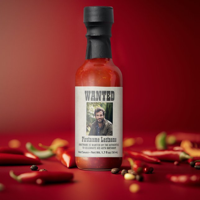 Wild West Wanted Poster Birthday Party Hot Sauces (Custom Hot Sauce)