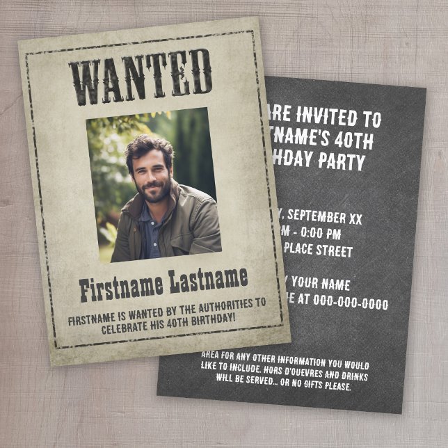 Wild West Wanted Poster Birthday Party Invitation (wanted - wild west birthday party invitation)