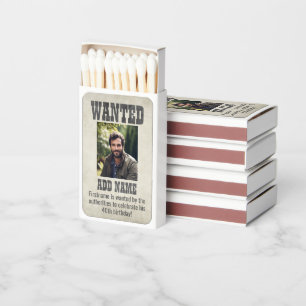 Wild West Wanted Poster Birthday Party Matchboxes