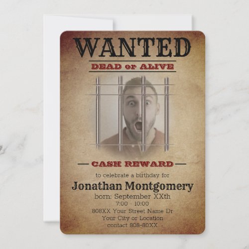 Wild West Wanted Poster with Custom Photo Invitation