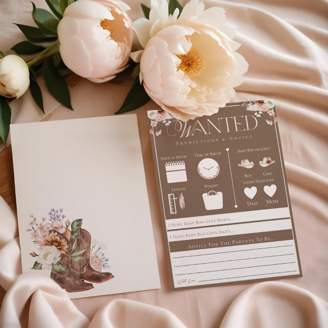 Wild West Wanted Predictions & Advice Game Card (Wild West Wanted Predictions & Advice Game Card)