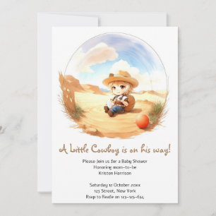 Wild West Watercolor Celebration Boy Baby Shower Invitation