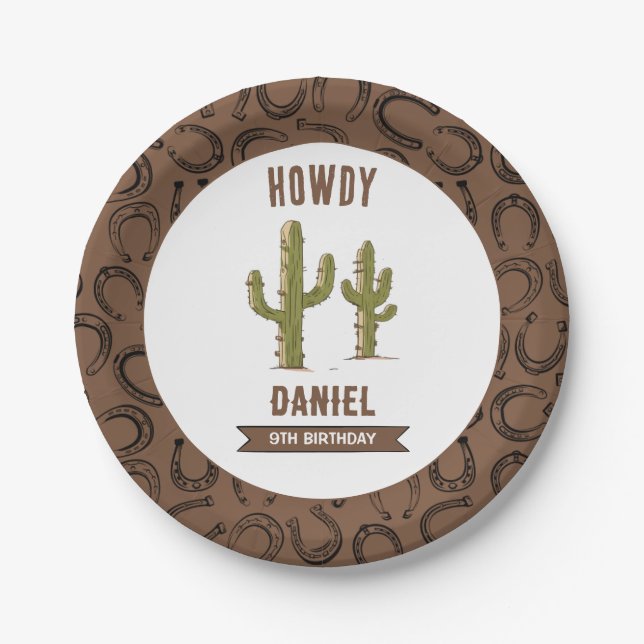 Wild West Western Birthday Paper Plates (Front)
