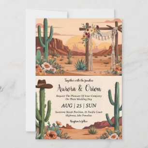wild west western boho wedding invitations