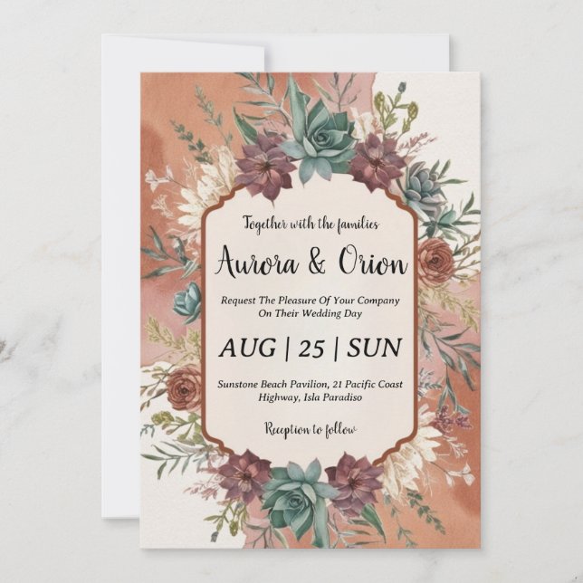 wild west western boho wedding invitations (Front)