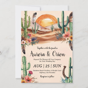 wild west western boho wedding invitations