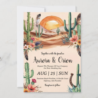wild west western boho wedding invitations