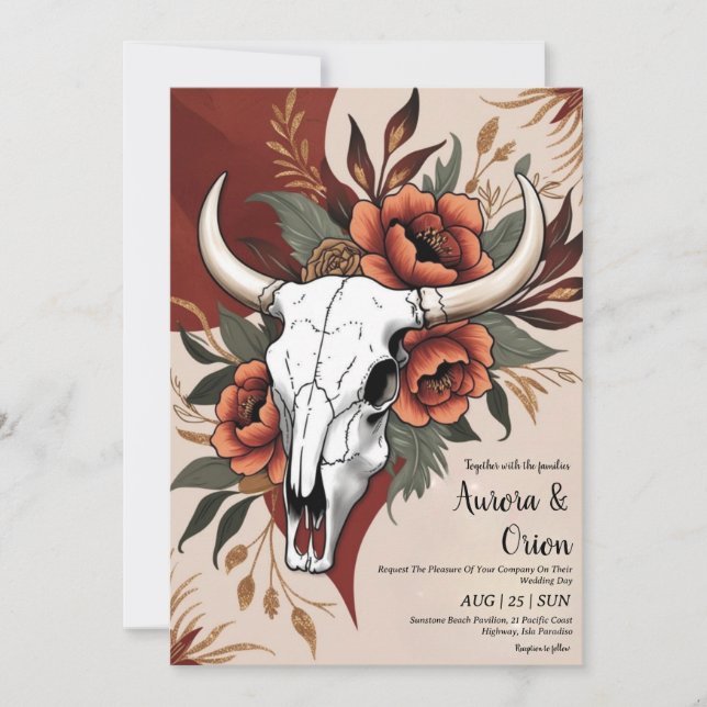 wild west western boho wedding invitations (Front)