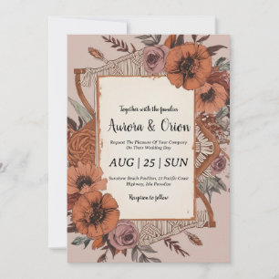 wild west western boho wedding invitations