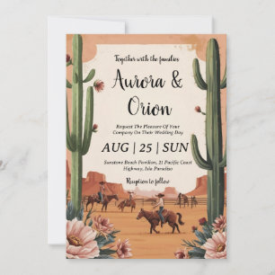 wild west western boho wedding invitations