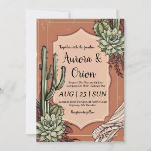 wild west western boho wedding invitations