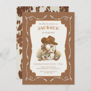 Wild West Western Cowboy 9th Birthday Party Invitation