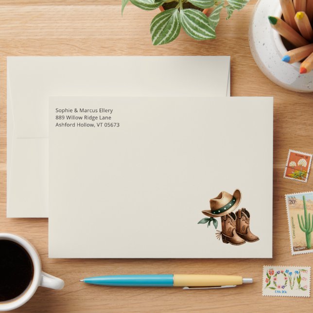 Wild West Western Cowboy Baby Showe Envelope (Desk)
