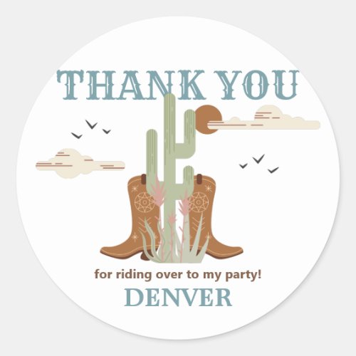 Wild West Western Cowboy Birthday Party Thank You