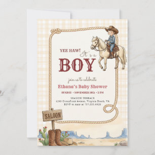 Wild West Western Cowboy Boy Baby Shower Invitation