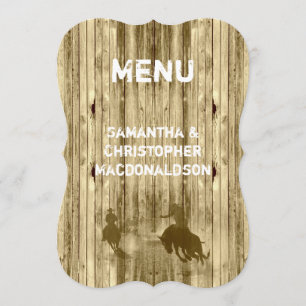 Wild west western cowboy country wedding menu