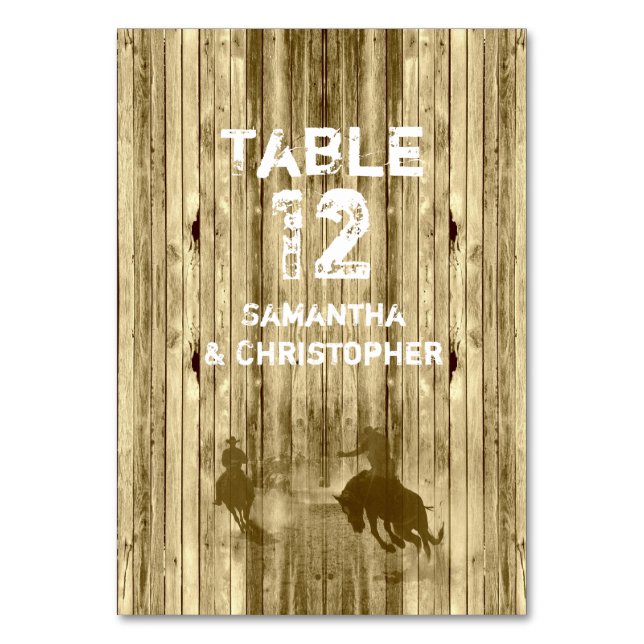 Wild west western cowboy wedding table number (Front)
