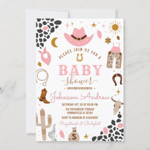 Wild West Western Cowgirl Baby Shower Rodeo Girl Invitation