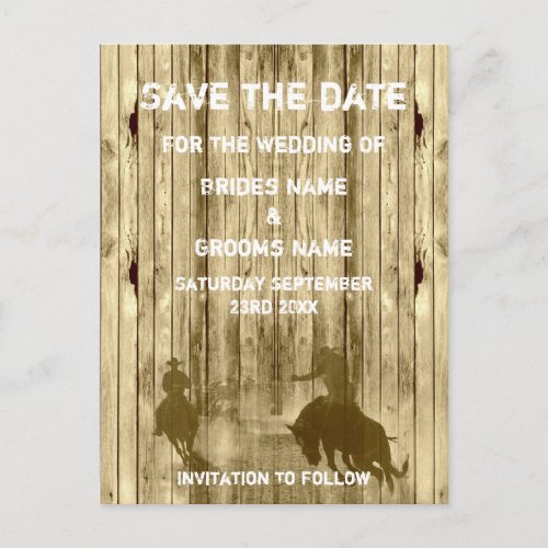 Wild west western ranch theme save the date announcement postcard