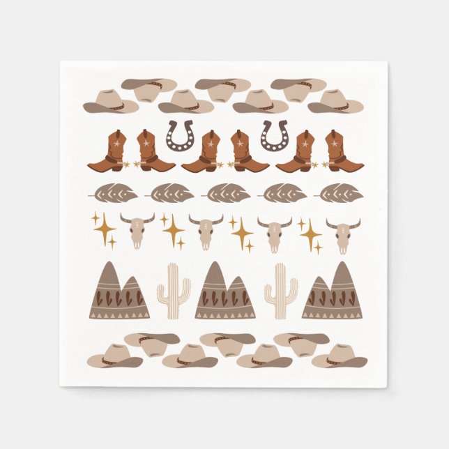 Wild West Western Rodeo Cowboy Birthday Party Napkins (Front)