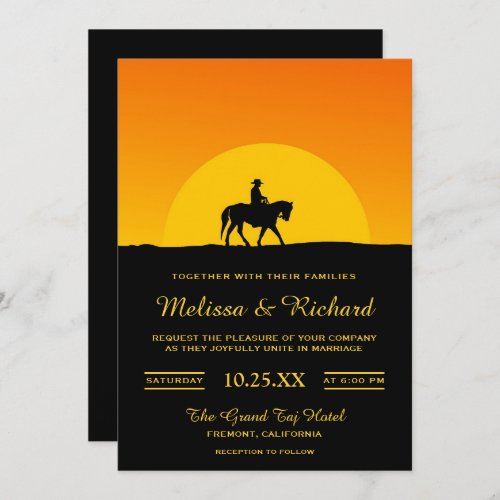 Wild West Western Sunset Cowboy Wedding Invitation