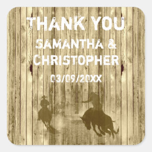 Wild west western wedding thank you square sticker