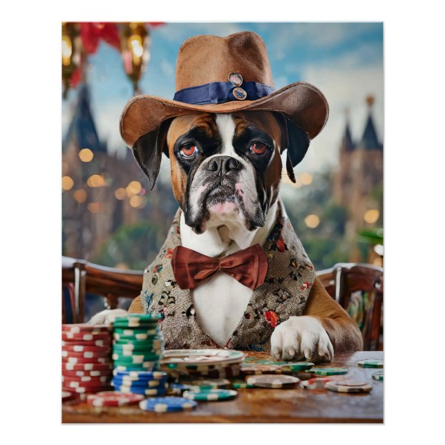 Wild West Willy, Boxer playing Poker Poster (Front)