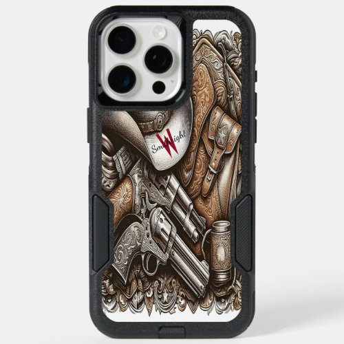 Wild West With Cowboy Hat and Guns iPhone 15 Pro Max Case